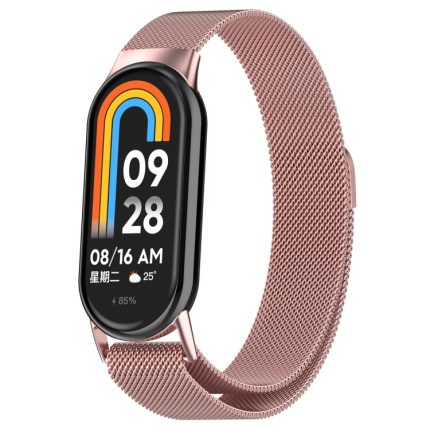 For Xiaomi Mi Band 8 Milanese Metal Watch Band(Rose Pink)