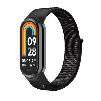 For Xiaomi Mi Band 8 Loop Nylon Replacement Watch Band(Reflective Black)