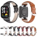 For Redmi Watch 3 Mijobs Genuine Leather Slim Watch Band(Red Silver) - Image 3