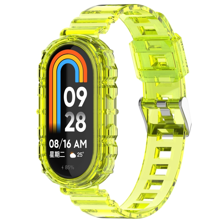 EDA004712101D For Xiaomi Mi Band 8 Integrated Transparent Silicone Watch Band(Yellow) - Image 1