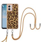 Για Motorola Moto G53 / G13 / G23 επιμεταλλωμένη θήκη τηλεφώνου IMD διπλής όψης με κορδόνι (Leopard Print) - Image 2