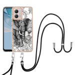 Για Motorola Moto G53 / G13 / G23 Επιμεταλλωμένη θήκη τηλεφώνου IMD διπλής όψης με κορδόνι (Totem Elephant) - Image 2