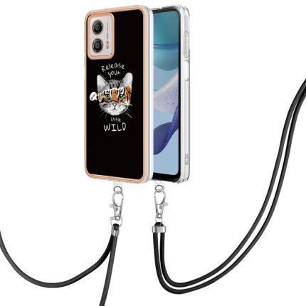 Για Motorola Moto G53 / G13 / G23 Επιμεταλλωμένη θήκη τηλεφώνου IMD διπλής όψης με κορδόνι