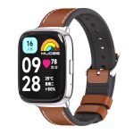 For Redmi Watch 3 Lite / Watch 3 Active Mijobs TPU Leather Watch Band(Brown Silver)