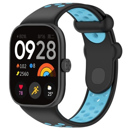 For Redmi Watch 4 Two Color Silicone Sports Watch Band(Black Blue)
