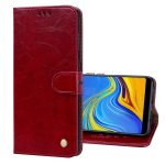 Business Style Oil Wax Texture Οριζόντια αναδιπλούμενη δερμάτινη θήκη για Samsung Galaxy A9 (2018) / A9s, με θήκη & υποδοχές για κάρτες & πορτοφόλι c(Κόκκινο)