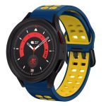 For Samsung Galaxy Watch 5 44mm 20mm Breathable Two-Color Silicone Watch Band(Midnight Blue+Yellow)