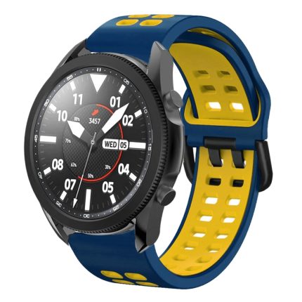 For Samsung Galaxy Watch 5 Pro 45mm 20mm Breathable Two-Color Silicone Watch Band(Midnight Blue+Yellow)