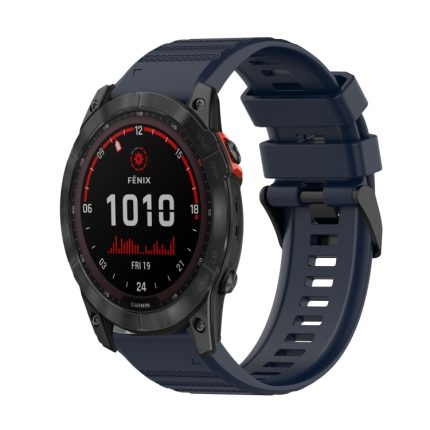 For Garmin Fenix 7X 26mm Horizontal Texture Silicone Watch Band with Removal Tool(Navy Blue)