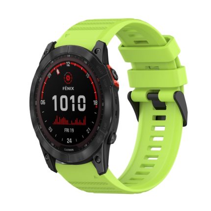 For Garmin Fenix 7X 26mm Horizontal Texture Silicone Watch Band with Removal Tool(Lime Green)