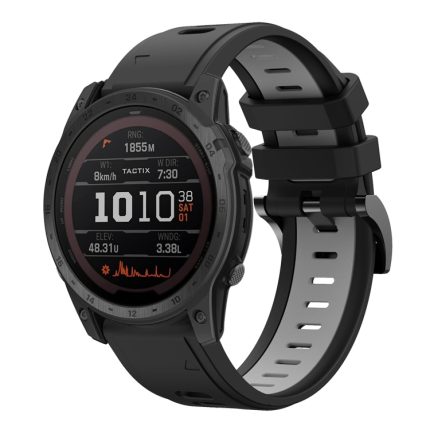 For Garmin TACTIX 7 / 7Pro 26mm Two-Color Sports Silicone Watch Band(Black+Grey)