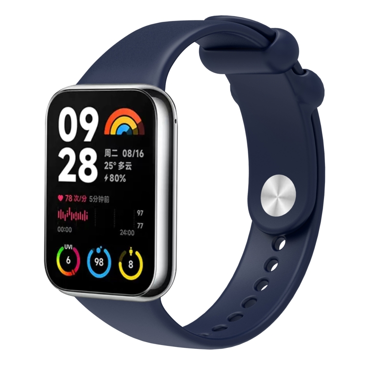 SYA002330501E For Xiaomi Mi Band 8 Pro Solid Color Reverse Buckle Silicone Watch Band(Midnight Blue) - Image 1