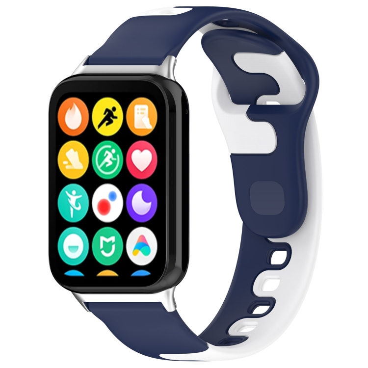 SYA002449801B For Redmi Watch 4 Stitching Dual Color Silicone Watch Band(Midnight Blue White) - Image 1