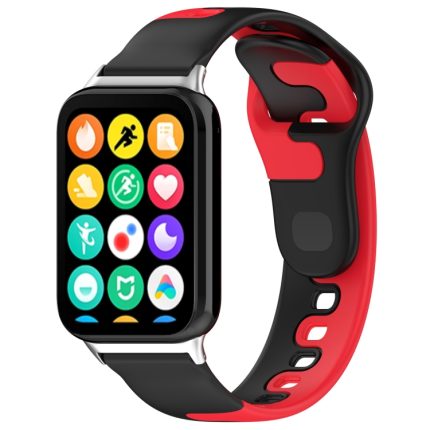 For Redmi Watch 4 Stitching Dual Color Silicone Watch Band(Black Red)