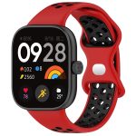 For Redmi Watch 4 Dual Color Perforated Silicone Watch Band(Red Black)