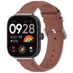 For Redmi Watch 4 Round Tail Top Layer Leather Watch Band(Brown)