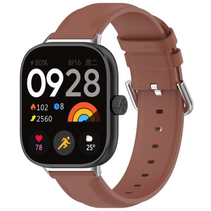 For Redmi Watch 4 Round Tail Top Layer Leather Watch Band(Brown)