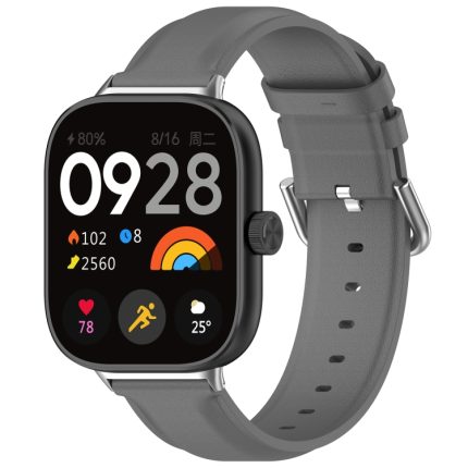 For Redmi Watch 4 Round Tail Top Layer Leather Watch Band(Gray)