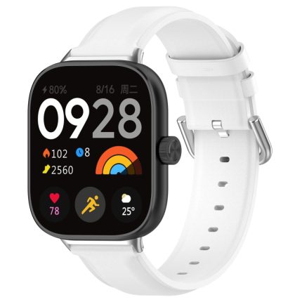 For Redmi Watch 4 Round Tail Top Layer Leather Watch Band(White)