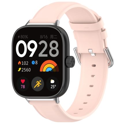 For Redmi Watch 4 Round Tail Top Layer Leather Watch Band(Pink)