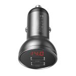 Φορτιστής αυτοκινήτου BASEUS Ψηφιακή οθόνη 2xUSB 4,8A 24W γκρι CCBX-0G