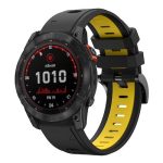 For Garmin Fenix 7X 26mm Two-Color Sports Silicone Watch Band(Black+Yellow)