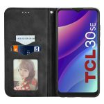 For TCL 30 SE Retro Skin Feel Magnetic Horizontal Flip Leather Phone Case(Black) - Image 3