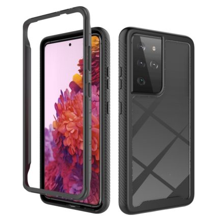 For Samsung Galaxy S21 Ultra 5G Starry Sky Solid Color Series Shockproof PC + TPU Protective Case(Black)