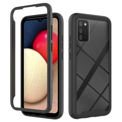 For Samsung Galaxy A02s (EU Version) Starry Sky Solid Color Series Shockproof PC + TPU Protective Case(Black)