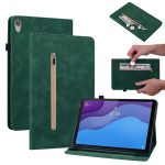 For Lenovo Tab M10 HD 2nd Gen TB-X306X Skin Feel Solid Color Zipper Leather Tablet Case(Green)