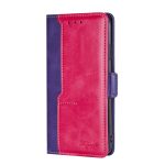 For TCL 30 SE/306/305/Sharp Aqous V6/V6 Plus Contrast Color Side Buckle Leather Phone Case(Purple + Rose Red)