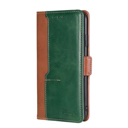 For TCL 30 SE/306/305/Sharp Aqous V6/V6 Plus Contrast Color Side Buckle Leather Phone Case(Light Brown + Green)