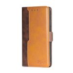 For TCL 30 SE/306/305/Sharp Aqous V6/V6 Plus Contrast Color Side Buckle Leather Phone Case(Dark Brown + Gold)