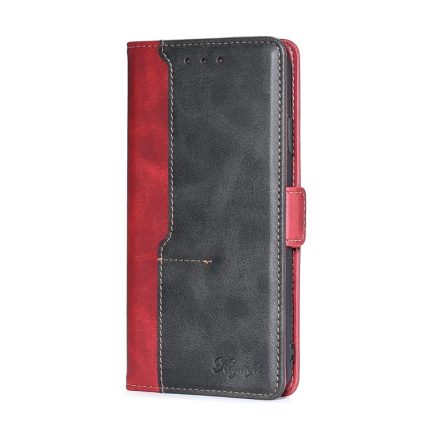 For TCL 30 SE/306/305/Sharp Aqous V6/V6 Plus Contrast Color Side Buckle Leather Phone Case(Red + Black)