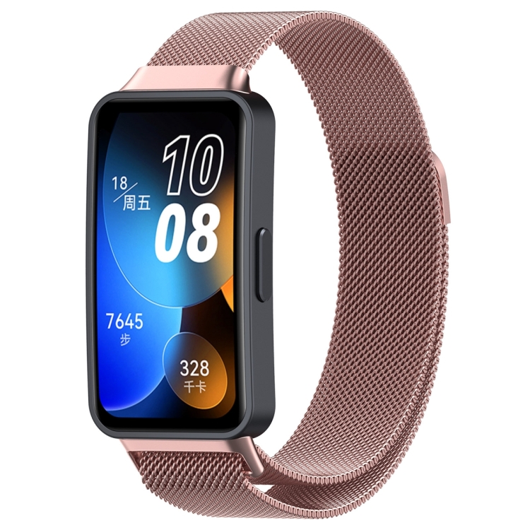 EDA004530801C For Huawei Band 8 Milanese Metal Watch Band(Rose Pink) - Image 1