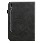 For Samsung Galaxy Tab S7+/S8+/S9+/S9 FE+ Solid Color Stripe Embossed Leather Tablet Case(Black) - Image 3
