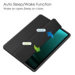 For Samsung Galaxy Tab S9 FE+ Acrylic 3-folding Smart Leather Tablet Case with Pen Slot(Black) - Image 2