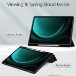 For Samsung Galaxy Tab S9 FE+ Acrylic 3-folding Smart Leather Tablet Case with Pen Slot(Black) - Image 6