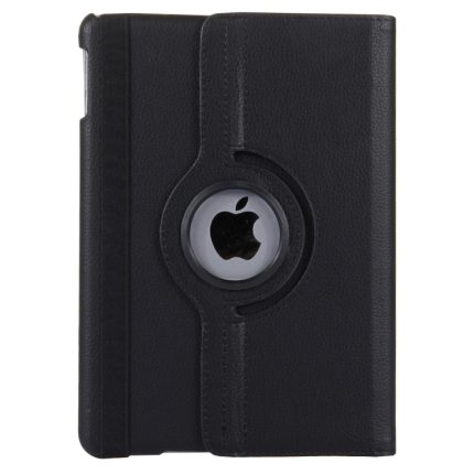 For iPad 9.7 (2018) & iPad 9.7 (2017) & Air 2 & Air 360 Degree Rotation Litchi Texture Leather Case with 2 Gears Holder(Black)