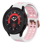 For Samsung Galaxy Watch 5 44mm 20mm Breathable Two-Color Silicone Watch Band(White+Pink)