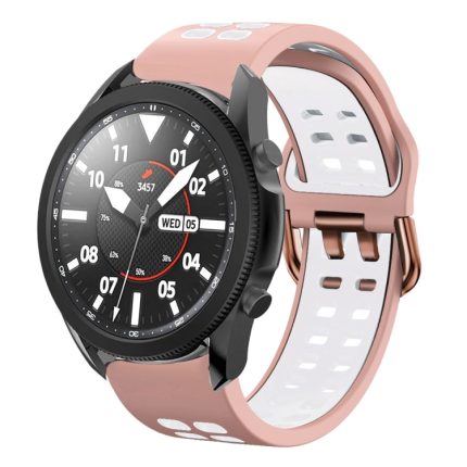 For Samsung Galaxy Watch 5 Pro 45mm 20mm Breathable Two-Color Silicone Watch Band(Pink+White)