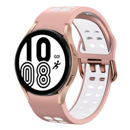 For Samsung Galaxy Watch 4 40mm 20mm Breathable Two-Color Silicone Watch Band(Pink+White)