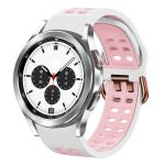 For Samsung Galaxy Watch 4 Classic 42mm 20mm Breathable Two-Color Silicone Watch Band(White+Pink)