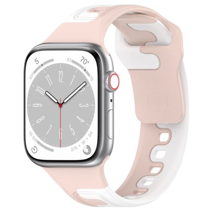 For Apple Watch 8 45mm Double Color Silicone Watch Band(Pink+White)