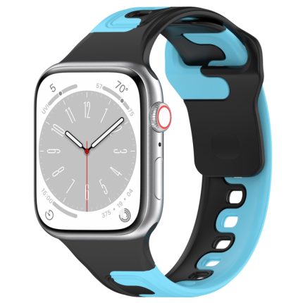 For Apple Watch 8 45mm Double Color Silicone Watch Band(Black+Blue)