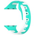 For Apple Watch 8 45mm Double Color Silicone Watch Band(Cyan+White) - Image 2
