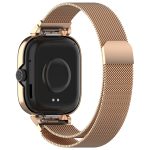 For Redmi Watch 4 Milan Magnetic Steel Mesh Watch Band + Watch Metal Frame(Rose Gold) - Image 2
