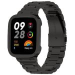 For Xiaomi Redmi Watch 3 / Mi Watch Lite 3 2 in 1 Three-bead Metal Watch Band with Watch Frame(Black)