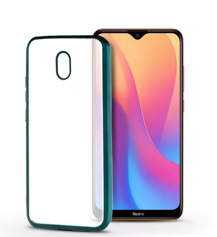 ΘΗΚΗ ΤΗΛΕΦΩΝΟΥ XIAOMI REDMI 8A - ΔΙΑΦΑΝΗ ΘΗΚΗ ΣΙΛΙΚΟΝΗΣ ΜΕ ΠΡΑΣΙΝΟ ΠΛΑΙΣΙΟ