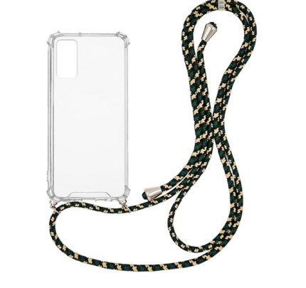Θήκη Σιλικόνης με Κορδόνι ΠΡΑΣΙΝΟ/ΚΑΦΕ ΓΙΑ Samsung Galaxy S20